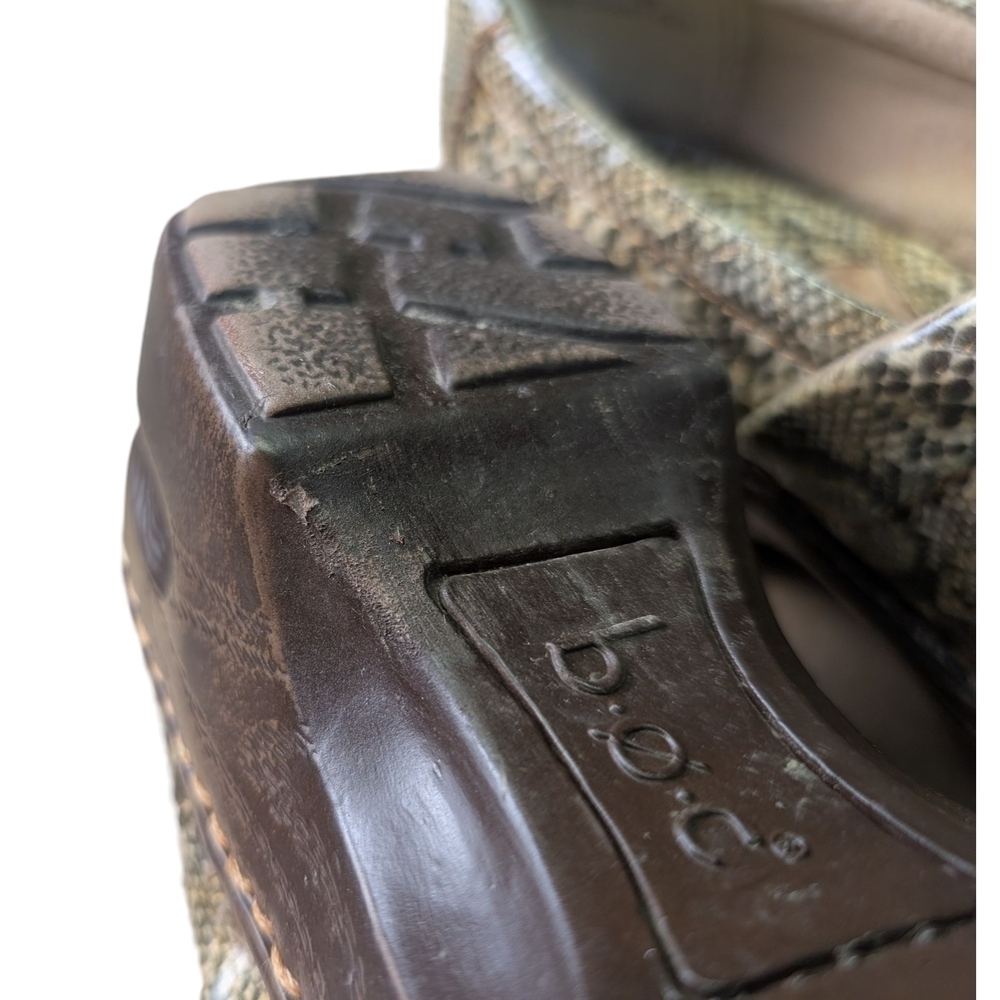 b.o.c. Snakeskin Faux Mules Size 8 Unique Fun Dark Green Brown Clogs EUC - Picture 12 of 12